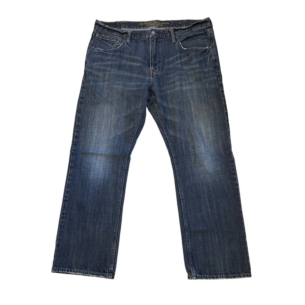 American Eagle Jeans Mens Sz 38x30 Blue Original Straight 100% Cotton Distressed